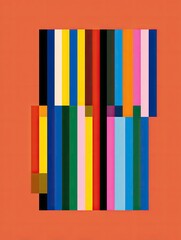 Vertical multicolored stripe art abstract pattern on solid background, for a poster