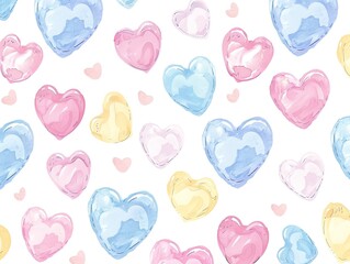 Watercolor Hearts Pattern. For Valentine's Day wallpaper, cards, or scrapbook paper