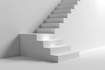 White staircase rising, minimalist design. Abstraction, growth concept, progress