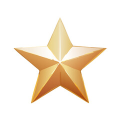 A shiny, golden star with five points on a white background.