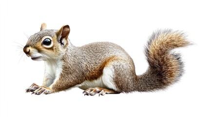 Obraz premium Squirrel isolated on a white background, useful for wildlife illustration or education