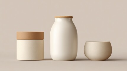 Minimalist ceramic containers modern studio product photography neutral palette eye-level aesthetic design inspiration