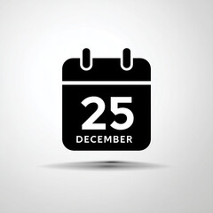Calendar icon showing december twenty fifth on a white background