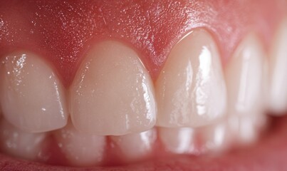 Fototapeta premium Close-up view of healthy, white teeth in a bright smile.