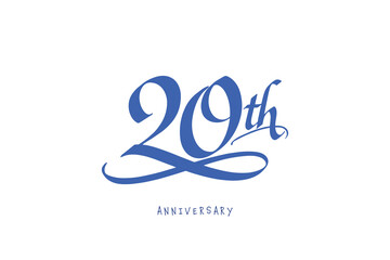 Fototapeta premium 20th Anniversary Blue Calligraphy Logo Typography Design