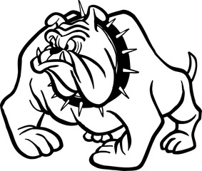 Angry Bulldog Vector Mascot in Black and White Cartoon Style