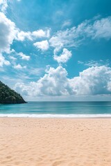 Fototapeta premium Phuket Beach Summer Scene Blue Sky White Clouds Sandy Shore