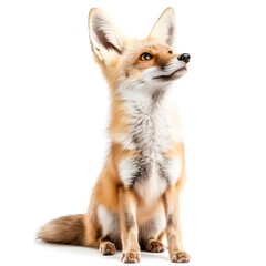 Obraz premium Charming Fox with Beautiful Orange Fur Sitting Gracefully Against White Background