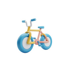Colorful 3D Bicycle Unique Stylish Playful Minimalist Icon Isolated on Transparent Background