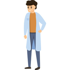 Pixel Art Male Scientist Wearing A Light Blue Lab Coat Over A Tan Shirt And Blue Jeans Standing On A Transparent Background
