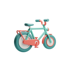 Colorful 3D Bicycle Unique Stylish Playful Minimalist Icon Isolated on Transparent Background