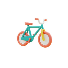 Colorful 3D Bicycle Unique Stylish Playful Minimalist Icon Isolated on Transparent Background