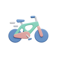 Colorful 3D Bicycle Unique Stylish Playful Minimalist Icon Isolated on Transparent Background