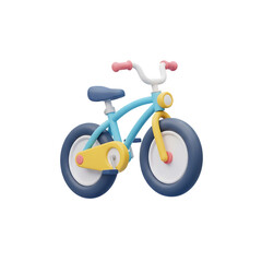 Colorful 3D Bicycle Unique Stylish Playful Minimalist Icon Isolated on Transparent Background