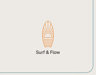 This image features a vibrant surfboard logo symbolizing adventure, freedom, and the essence of enjoying the waves in a visually appealing and modern design.