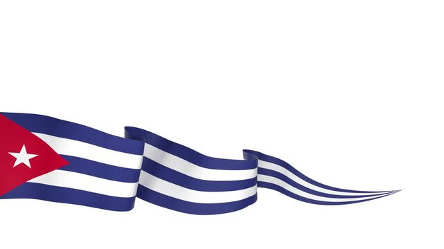 Waving Cuba Flag Ribbon on White Background with Alpha