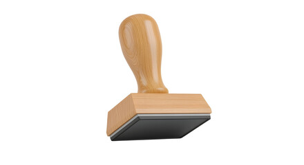 Simple wooden rubber stamp with blank impression area on white background