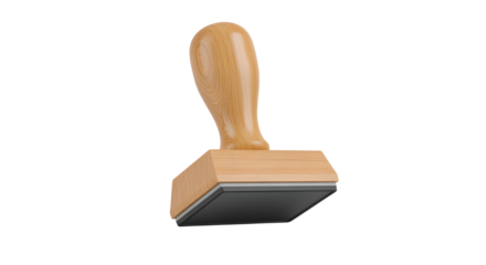 Simple wooden rubber stamp with blank impression area on white background