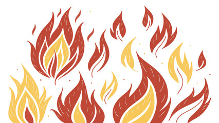 Collection of hand drawn crayon fire flame icons and stickers