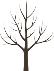 Bare tree silhouette with dark brown branches vector