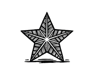 Obraz premium Star symbol black white engraving drawing design element graphic