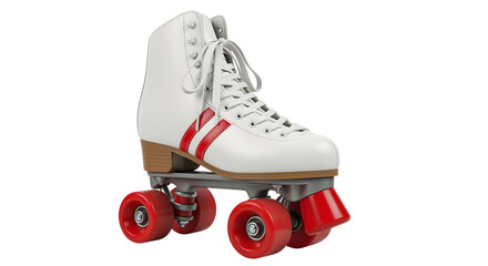 Vintage roller skate with red stripes for retro fun and fitness lifestyle concept