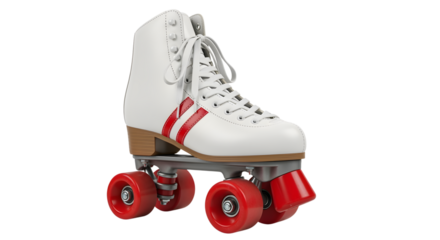 Vintage roller skate with red stripes for retro fun and fitness lifestyle concept
