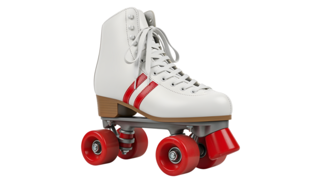 Vintage roller skate with red stripes for retro fun and fitness lifestyle concept