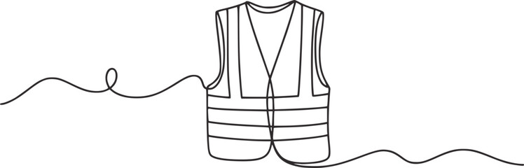 Minimalist continuous line drawing of safety vest high visibility vest workwear