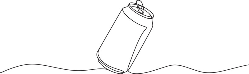 Minimalist line drawing of an open beverage can open can drink container