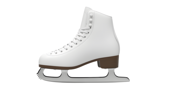 Elegant white figure skate with laces ready for graceful ice skating performance