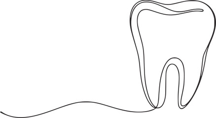 Single continuous line drawing of a tooth dental line art