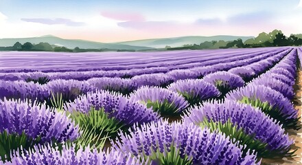 Obraz premium Lavender Field in Provence - A Picturesque Landscape of Purple Blooms.