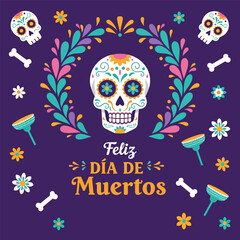 Let's celebrate dia de muertos design vector