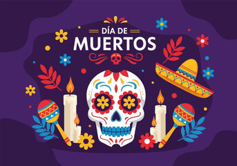 Let's celebrate dia de muertos design vector