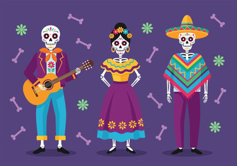Celebrating dia de muertos vector illustration