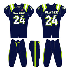 American football jersey design and versatile sports uniform graphics — perfect for all teamwear styles. Ideal for athletic, fashion, and casual apparel projects.