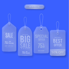 set of white glassmorphism sale tag design