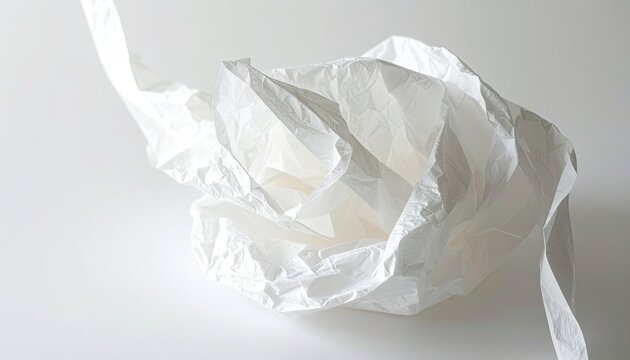 Abstract Crumpled White Paper Sculpture With Jagged Edges Lit By Soft Light In Studio Environment - Powered by Adobe