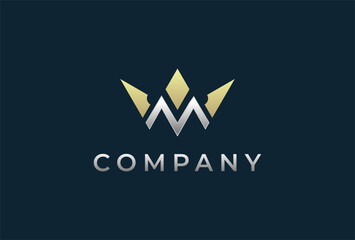 Letter M Crown Logo Design, Elegant Letter M forming Crown icon, vector illustration