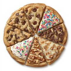 Dessert Cookie Pizza with Multiple Toppings, Sliced into Wedges