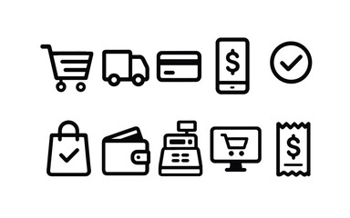 Checkout icons vector graphic design.