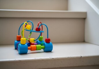 Educational toddler toy with colorful beads and winding wire structure