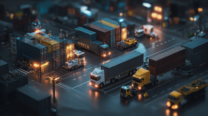 Fototapeta premium Top eyes view Smart Innovation connection cyber security Container truck in ship port for business Logistics transportation of Container Cargo ship Cargo plane with working crane bridge in shipyard