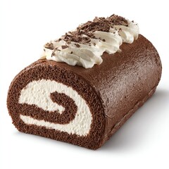 Delicious chocolate log cake with creamy swirl and whipped topping
