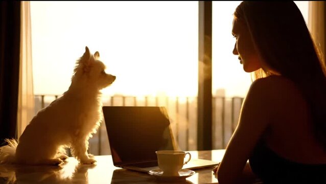 young woman with dog