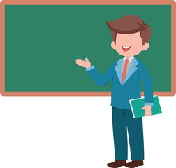 Cartoon Teacher with Chalkboard Illustration