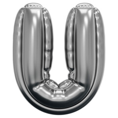 3D Inflated Chrome U Icon © Flowicon