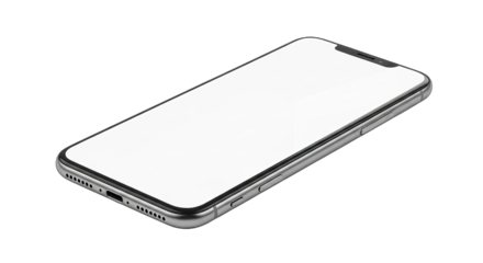 Modern smartphone with blank screen isolated on transparent background