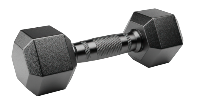 A black dumbbell isolated on transparent background - Powered by Adobe